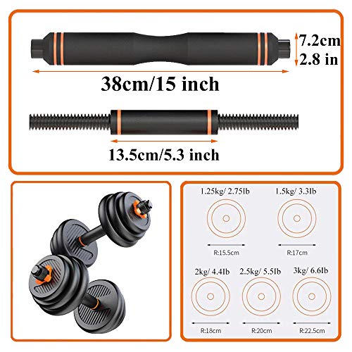 4 En 1 Fitness Dumbbell Barbell Kettlebells Push-Up Combination Set, Multifunctional Adjustable Free Weights Set con Kettlebell Handle Y Biela para Todo Tipo De Entrenamiento,25KG