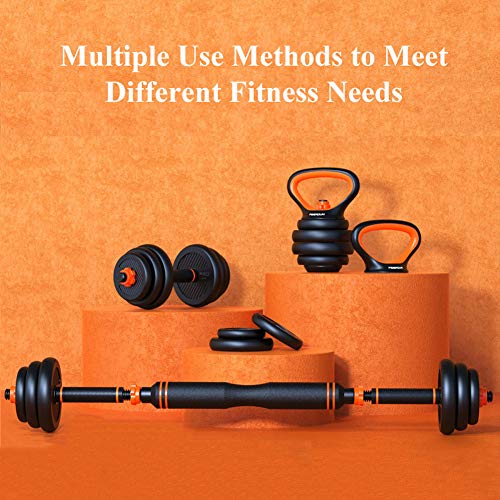 4 En 1 Fitness Dumbbell Barbell Kettlebells Push-Up Combination Set, Multifunctional Adjustable Free Weights Set con Kettlebell Handle Y Biela para Todo Tipo De Entrenamiento,25KG