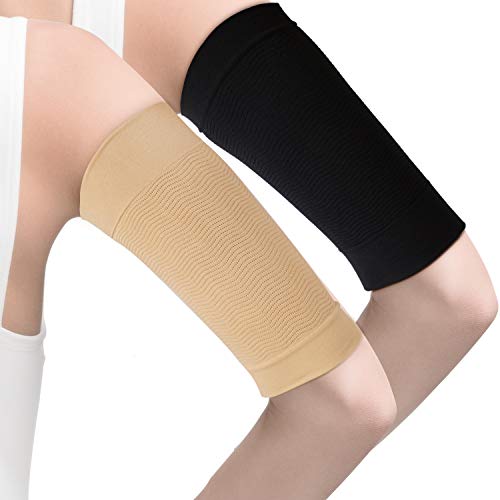 4 Pares Mangas de Brazo de Adelgazar Manguitos de Compresión de Brazo Elástico Formadores de Brazo de Fitness Deportivo para Mujeres Niñas Pérdida de Peso (Color Negro y Desnudo)