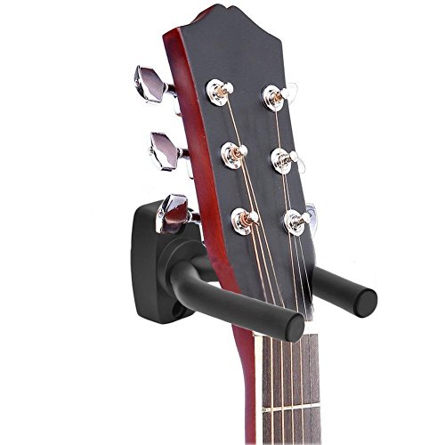 4 perchas para guitarra, soporte de pared, soporte para guitarra acústica, ukelele, bajo, mandolina banjo, soporte de pared, ganchos negros (4)