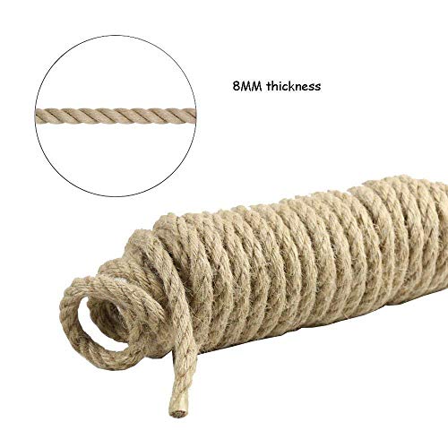 (40m(128ft)) - 100% Natural Hemp Cord Ropes - LUOOV 6mm Thickness and Strong Jute Rope Sash,Camping Rope ,Garden, Boating, Tug of war, Pets,Climbing rope,Multi Purpose Utility Sisal Twine Rope,10m(32ft)-40m(128ft)