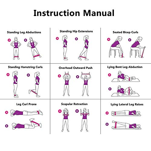 5 bandas de resistencia goma de la aptitud deportiva bandas de Pilates for gimnasio casa, banda de ejercicio de látex natural for el estiramiento de abdomen, cintura, brazos, yoga stretching adelgaza