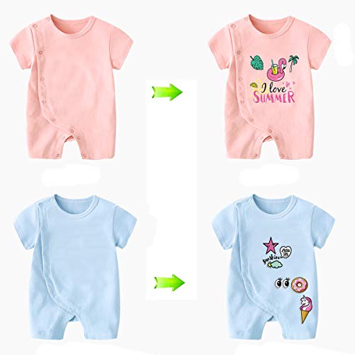 (5 Sets) Niños de hierro en parches, MWOOT Unicornio Dibujos animados Amor Beso Viaje de verano Pegatinas de transferencia de calor para ropa, camisetas, jeans, A-Level Lavable Brithday Party apliques