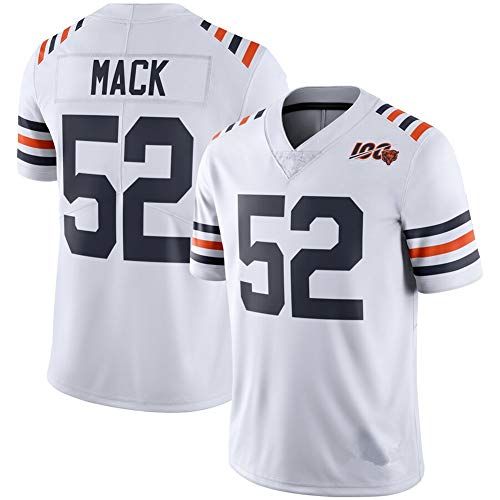 # 52 Chicago Bears Hombres Rugby Jersey Khalil Mack, Swingman Edition Rugby American Football Jersey Sport Top T-Shirt-White-L(80~85KG)