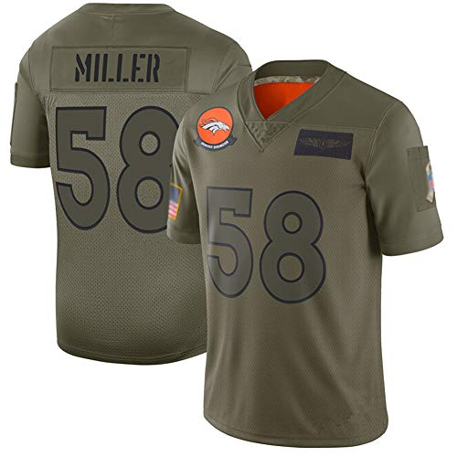 # 58 Denver Broncos Hombres Rugby Jersey Von Miller, Hombres Fútbol Americano Jersey Rugby Jersey, Top Camiseta Jersey Entrenamiento Running Gimnasio-Green-XL(185~190)