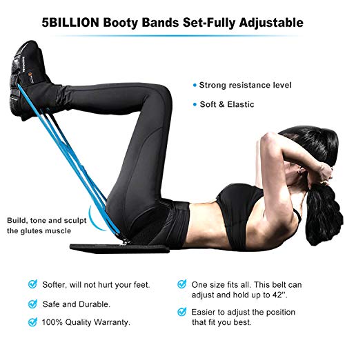 5BILLION Booty Bands Set Resistance Bands - para un Bikini Butt Glutes Muscle Waist Belt Entrenamiento ajustable con un bolso de mano y una completa guía de ejercicio(Azul)