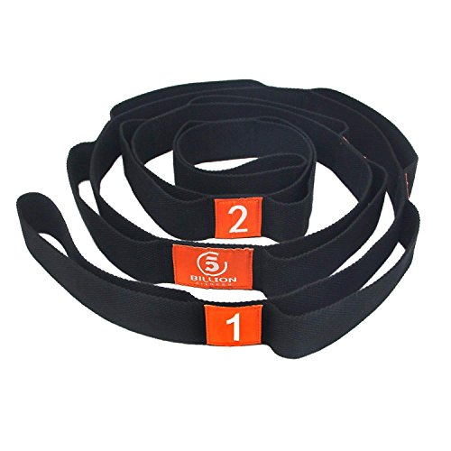 5BILLION Correa Yoga & Stretch Strap - Ancho de 4cm - Yoga Strap para Yoga Caliente, Terapia Física, Mayor Flexibilidad & Aptitud - Múltiples Lazos de Agarre (Naranja)