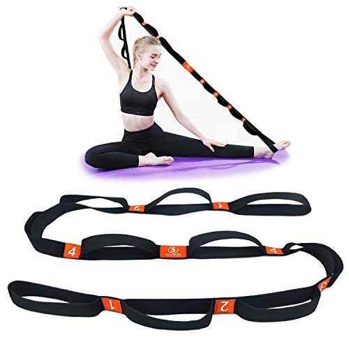 5BILLION Correa Yoga & Stretch Strap - Ancho de 4cm - Yoga Strap para Yoga Caliente, Terapia Física, Mayor Flexibilidad & Aptitud - Múltiples Lazos de Agarre (Naranja)