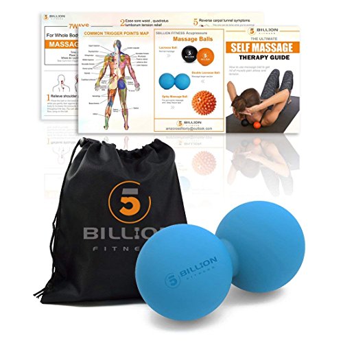 5BILLION Pelota Masaje Double Masaje Ball - Pelota Lacrosse & Balon Fitness para Liberación Miofascial & Masaje Muscular - Herramienta de Masaje de Alta Densidad para Cross Fitness (azul)