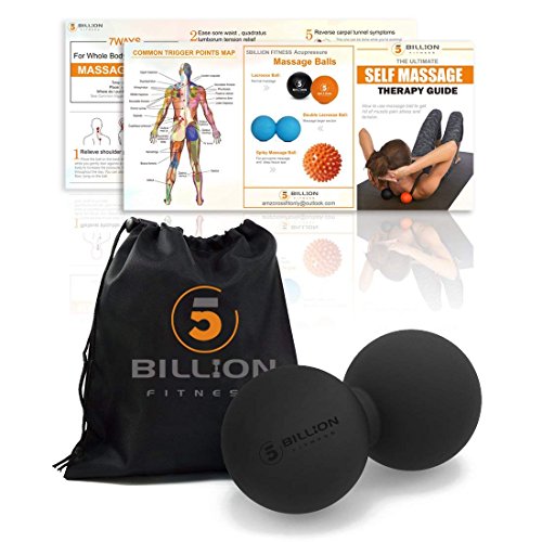 5BILLION Pelota Masaje Double Massage Ball - Pelota Lacrosse&Balon Fitness para Liberación Miofascial & Masaje Muscular - Herramienta de Masaje de Alta Densidad para Cross Fitness (negro)