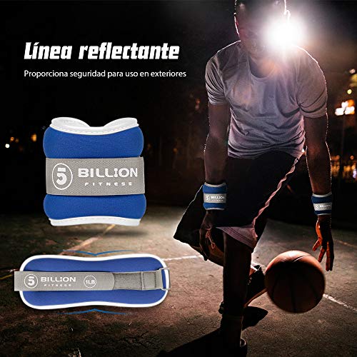 5BILLION Pesas de muñeca Pesas Reflectantes para piernas para Hombres y Mujeres Ideal para Hacer Ejercicio, Hacer Ejercicio, Caminar, Trotar, Gimnasia, aeróbicos, Gimnasio, Fisioterapia (Azul)