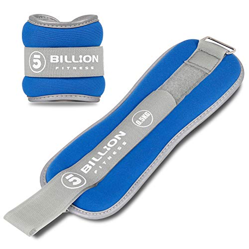 5BILLION Pesas de muñeca Pesas Reflectantes para piernas para Hombres y Mujeres Ideal para Hacer Ejercicio, Hacer Ejercicio, Caminar, Trotar, Gimnasia, aeróbicos, Gimnasio, Fisioterapia (Azul)