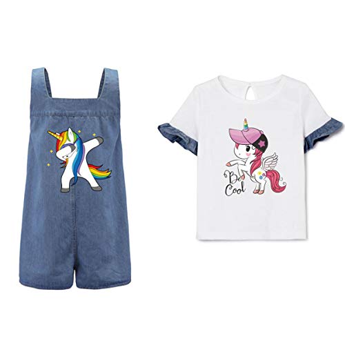 (6 hojas) Hierro de cumpleaños Unicornio en transferencias Parches, Mwoot Unicornio Pegatinas de transferencia de calor para familias Lovely Girl Kids Camiseta Jeans Bolsos Decoraciones de bricolaje