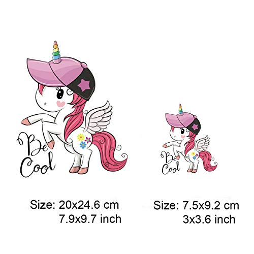 (6 hojas) Hierro de cumpleaños Unicornio en transferencias Parches, Mwoot Unicornio Pegatinas de transferencia de calor para familias Lovely Girl Kids Camiseta Jeans Bolsos Decoraciones de bricolaje