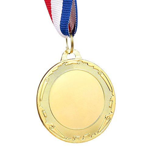 6-Pack ganador de la medalla de oro Set – estilo olímpico medallas de premio para deportes, concursos, las abejas, recuerdo de la fiesta de ortografía, 2 cm de diámetro con muñeco cinta