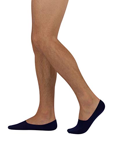 6 PARES CALCETINES INVISIBLES PARA HOMBRES | CALCETINES CORTOS DE ALGODÓN | NEGRO, AZUL MARINO, BLANCO, NATURAL | CALCETERÍA ITALIANA | (39/42, 6 PARES AZULES)