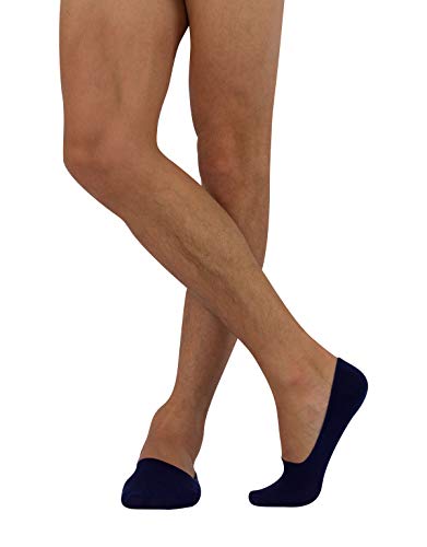 6 PARES CALCETINES INVISIBLES PARA HOMBRES | CALCETINES CORTOS DE ALGODÓN | NEGRO, AZUL MARINO, BLANCO, NATURAL | CALCETERÍA ITALIANA | (39/42, 6 PARES AZULES)