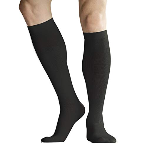 6 pares de calcetines de compresión (8-15 mmHg) para mujeres y hombres - Calcetines hasta la rodilla para correr, edema, anti-TVP, varices 3Negro3BlancoXL(46-48EU/13-15US)