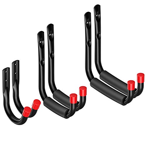 6 PCS de Ganchos de Pared Gigante Pesado Ganchos Universal Soporte Colgadores Fuertes Ganchos Escalera en Garaje Almacen Bodega Herramienta para Almacenamiento con Kit de Tornillos