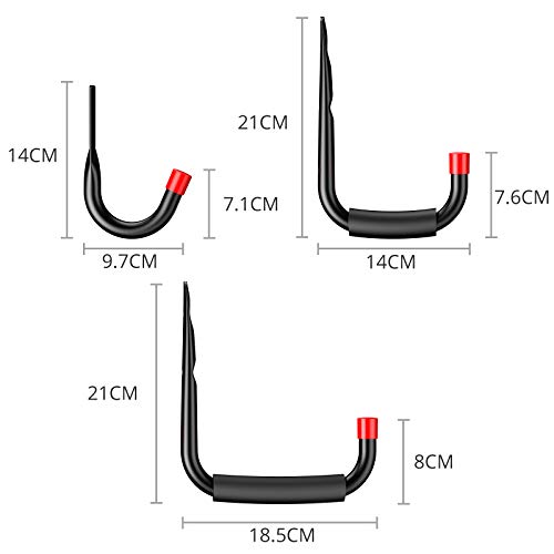 6 PCS de Ganchos de Pared Gigante Pesado Ganchos Universal Soporte Colgadores Fuertes Ganchos Escalera en Garaje Almacen Bodega Herramienta para Almacenamiento con Kit de Tornillos