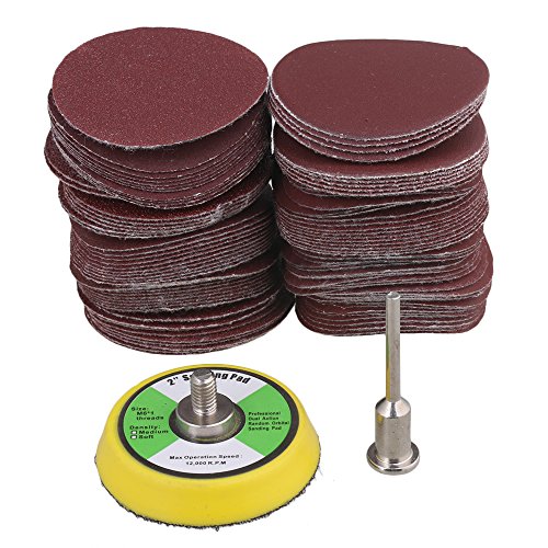 60-2000 Grit 2-Inch 50mm Sanding Discs de lija, gancho y lazo, lijado, almohadilla, herramienta de pulido, paquete, 100