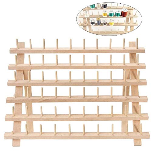 60 Carretes Hilo Rack Soporte, Madera Plegables Bobina Grande Estante de Almacenaje, Soporte Costura Piña Almacenamiento Organizador, Acolchado Bordado Canilla Herramientas Arte