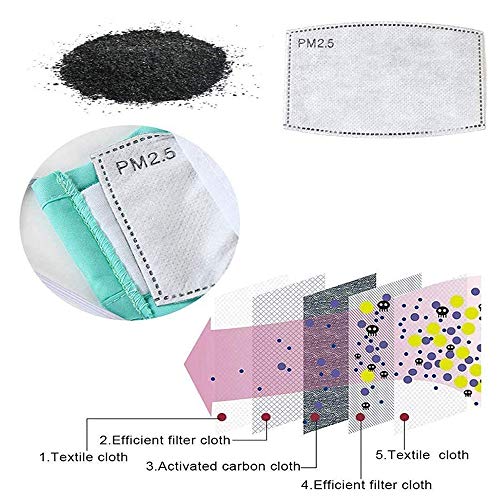60PCS PM 2.5 Filtro de carbón activado Insertar 5 capas Reemplazable Anti Haze Filter Paper Pad para adultos Hombres y mujeres