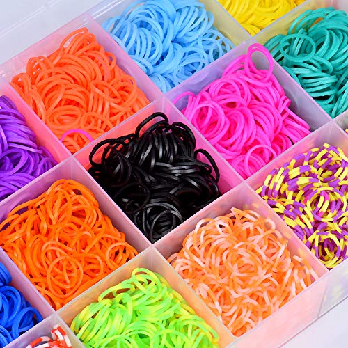 6800 Bandas de Goma DIY Cintas de Telar Kit de Pulseras con Bandas de Telar Pulsera Collar Herramienta de Tejer para Niños Juguete