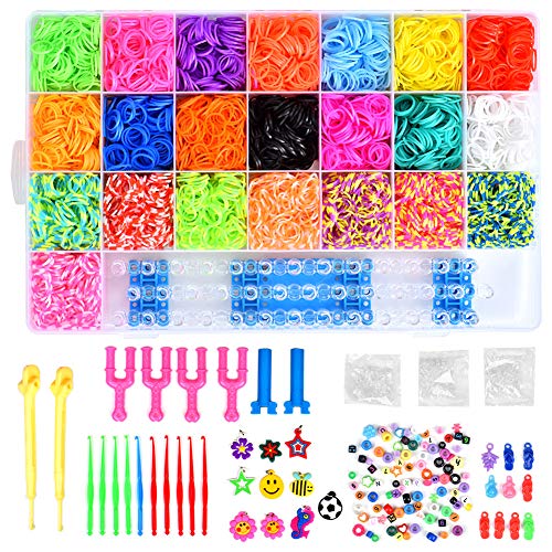 6800 Bandas de Goma DIY Cintas de Telar Kit de Pulseras con Bandas de Telar Pulsera Collar Herramienta de Tejer para Niños Juguete