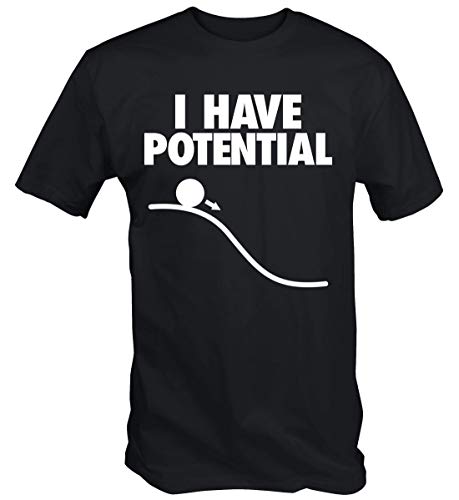 6TN Hombre i Have Potential Camiseta Divertida Negro - Negro, XL