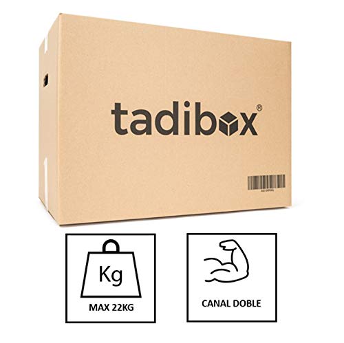 7 Cajas de Cartón para Mudanza (Talla L) con Asas - Extra Resistentes Fabricadas en España - 47x35x39cm Canal Doble Alta Calidad Reforzado - Combina las Cajas de Cartón (M/L/XL) y optimiza tu mudanza!