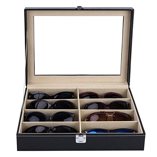 8 Girds Caja del Almacenamiento de Gafas 33.5 x 24.5 x 8.5cm Estuche de Organizadora de Gafas de Sol para Exhibición y Coleccion