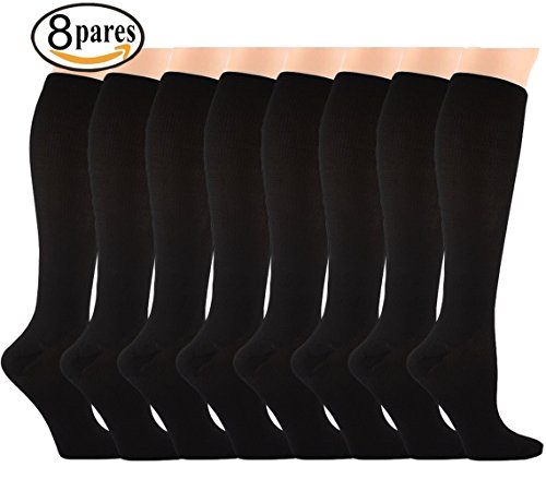 8 Pares Calcetines/Medias de Compresión- Athletic Fit Calcetines para Mujeres y Hombres para Deporte, Embarazo, Médicos, Correr, Volar, Viajar, Varicosas, De pie Mucho Tiempo