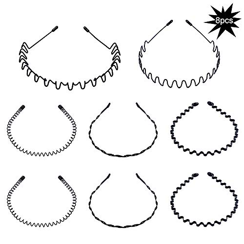 8 piezas Spring Wave diadema para el cabello Aro para hombres y mujeres Unisex metal ondulado peine