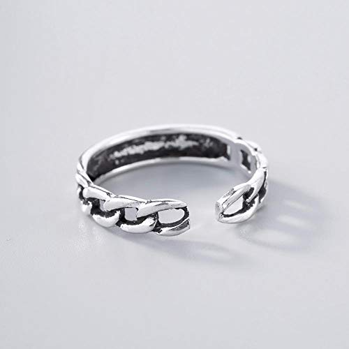 925 Anillo De Plata Mujer,Singular Plaza Bar Redondo Hombres Anillos De Dedo De Moda Abra El Anillo Plateado para Las Mujeres Niñas Fiesta De Cumpleaños Regalo Navidad Joyas