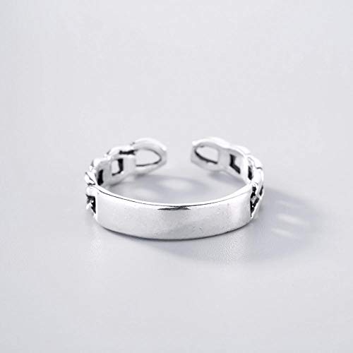 925 Anillo De Plata Mujer,Singular Plaza Bar Redondo Hombres Anillos De Dedo De Moda Abra El Anillo Plateado para Las Mujeres Niñas Fiesta De Cumpleaños Regalo Navidad Joyas