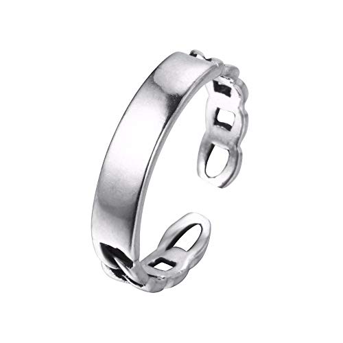 925 Anillo De Plata Mujer,Singular Plaza Bar Redondo Hombres Anillos De Dedo De Moda Abra El Anillo Plateado para Las Mujeres Niñas Fiesta De Cumpleaños Regalo Navidad Joyas