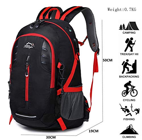 A AM SeaBlue 30L Ligero Mochila de Senderismo para Acampar,Viajar,Alpinismo,Trekking,15.6 Pulgadas Mochila de Viaje Puerto USB,Cubierta Impermeable para Mochila,Negro