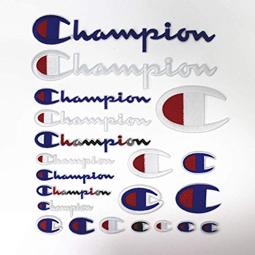 A-lee 21 Pack Champion Patches Set Sew on or Iron on Multi Size Patch Embroidered DIY Applique Badge Decorative (Champion Patches)