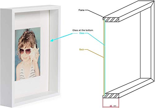 A4, 21 x 30 cm Box Marco de Fotos con Paspartu 13 x 18 cm, Blanco