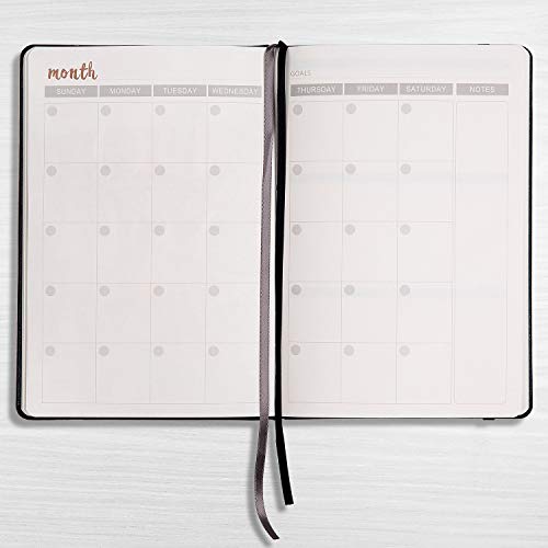 A5 Agenda/Planner - Académico Planificador Semanal, Mensual y Anual sin Fecha con To-Do List. Papel Grueso Para Lograr sus Objetivos, 5.75"x 8.25", Bolsillo Trasero con 48 Páginas de Notas