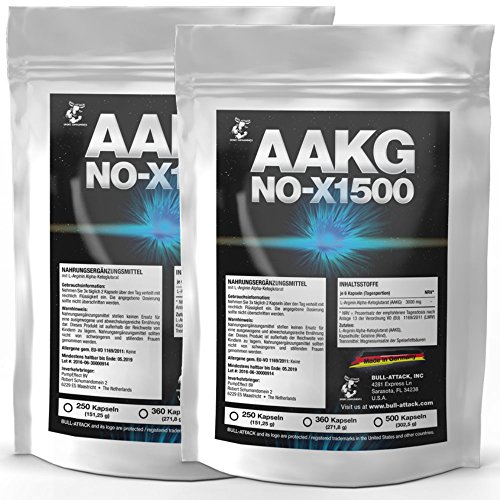 AAKG NOX-1500 | 360 tabletas de 500mg | Pack de almacenamiento | Alfa-Cetoglutarato de Arginina A-AKG puro | Nitro + Booster Pre-Workout | Para la construcción de músculos y el"efecto de bombeo"