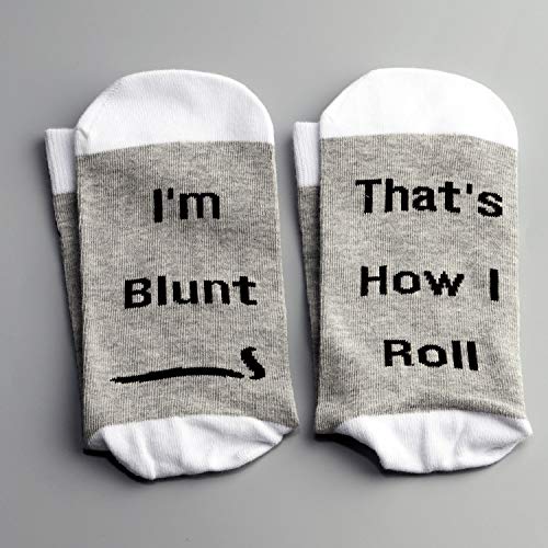 Aatop Calcetines divertidos para fumadores de cigarros I'm Blunt That's How I Roll calcetines de algodón para fumadores regalos de Navidad Gris Juego de 2 pares. Talla única