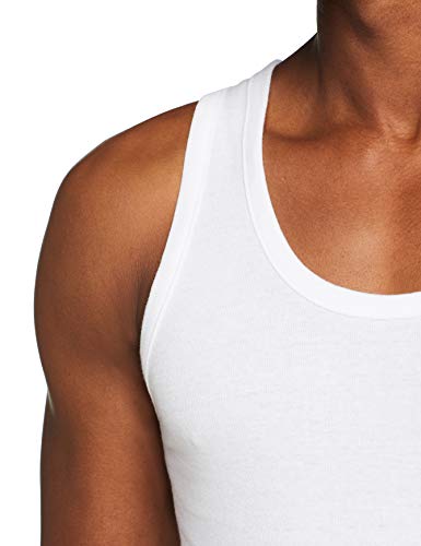 ABANDERADO Camiseta de Tirantes de algodón canalé, Blanco, XL para Hombre