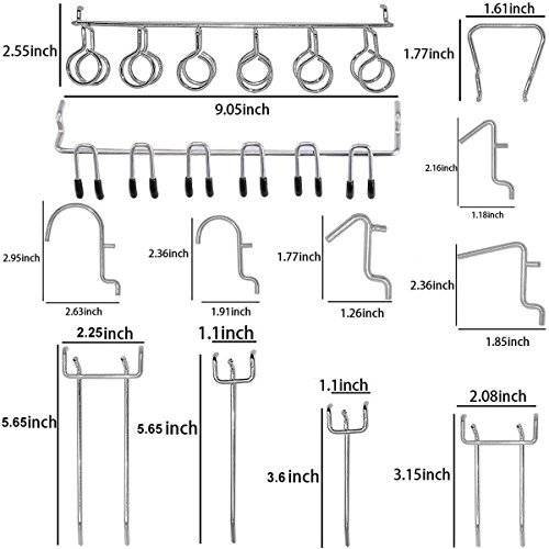 Abimars - Juego de 52 Piezas de Ganchos para Estantería, Accesorios de Almacenamiento, Organizador de Garaje, Colgador de Herramientas, Organizador de Ganchos con Algunas Tapas de Goma