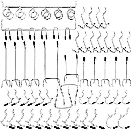 Abimars - Juego de 52 Piezas de Ganchos para Estantería, Accesorios de Almacenamiento, Organizador de Garaje, Colgador de Herramientas, Organizador de Ganchos con Algunas Tapas de Goma