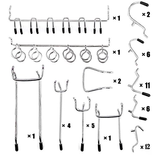 Abimars - Juego de 52 Piezas de Ganchos para Estantería, Accesorios de Almacenamiento, Organizador de Garaje, Colgador de Herramientas, Organizador de Ganchos con Algunas Tapas de Goma
