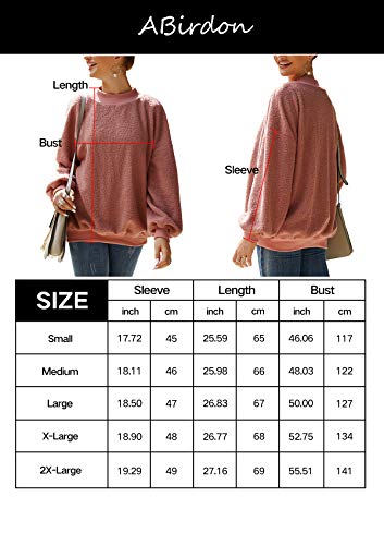 ABirdon Mujeres Sudadera Caliente y Esponjoso Tops Cuello Redondo Manga Larga Casual Remata Abrigo Cálido Primavera Otoño Invierno