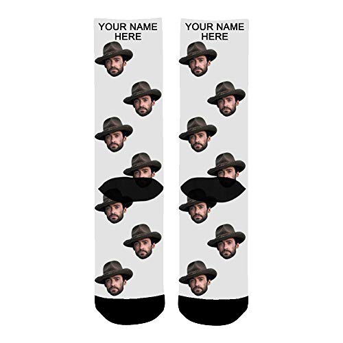 ABIsedrin Calcetines personalizados, calcetines divertidos con foto, regalo del día del padre, cumpleaños, día de Navidad (Blanco)