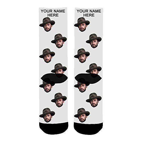 ABIsedrin Calcetines personalizados, calcetines divertidos con foto, regalo del día del padre, cumpleaños, día de Navidad (Blanco)